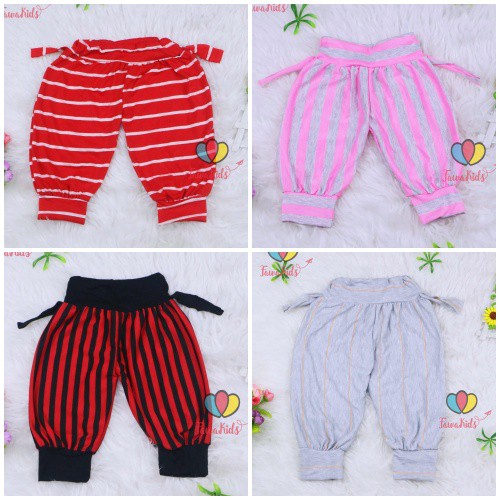 Aladin Salur Uk.5-6 Tahun / Celana Panjang Anak Perempuan Pants Bahan Kaos Salur Murah Adem