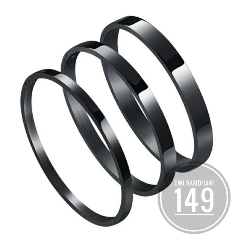 Gelang Titanium Hitam Polos Single Klasik Anti karat selamanya