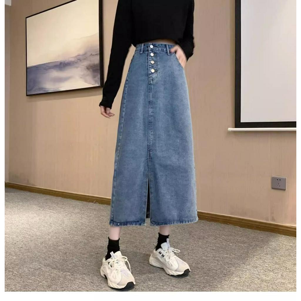 Highwaist Rok Jeans Kasual Fashion A-Line Rok Import