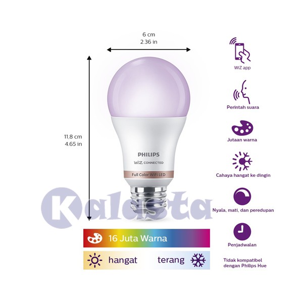 Lampu LED Philips Smart WIFI Tunable White &amp; RGB 16Juta Warna 9Watt 9W - Philips LED Smart Wifi