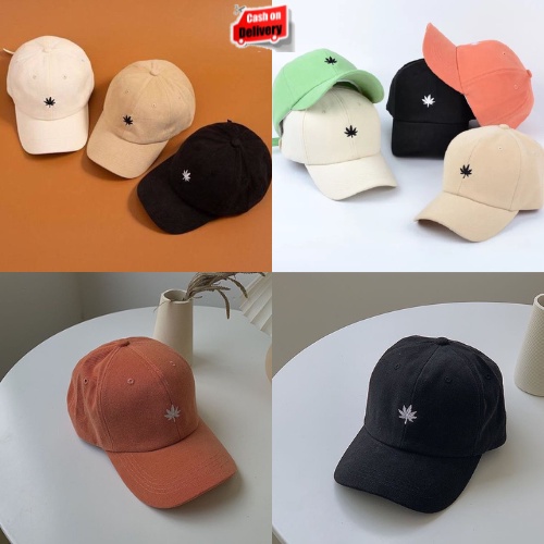 Topi Baseball Bordir Mini Daun / Topi Daun Ring Besi Laki Perempuan Remaja Dewasa