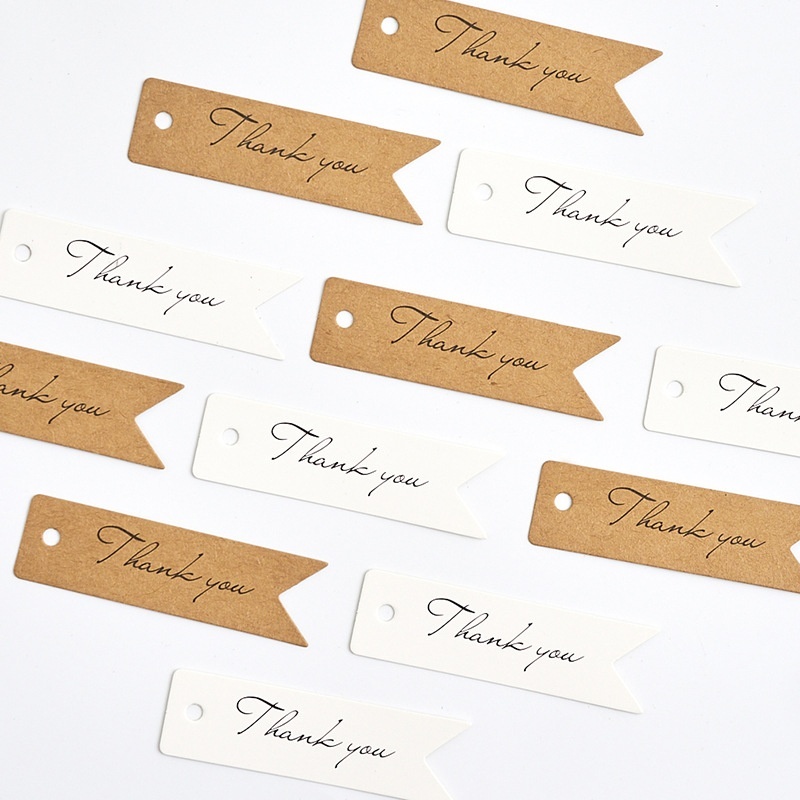100pcs/lot Thank You Letter Swallowtail Shape Kraft Paper Hanging Tag DIY Gift Packaging Label