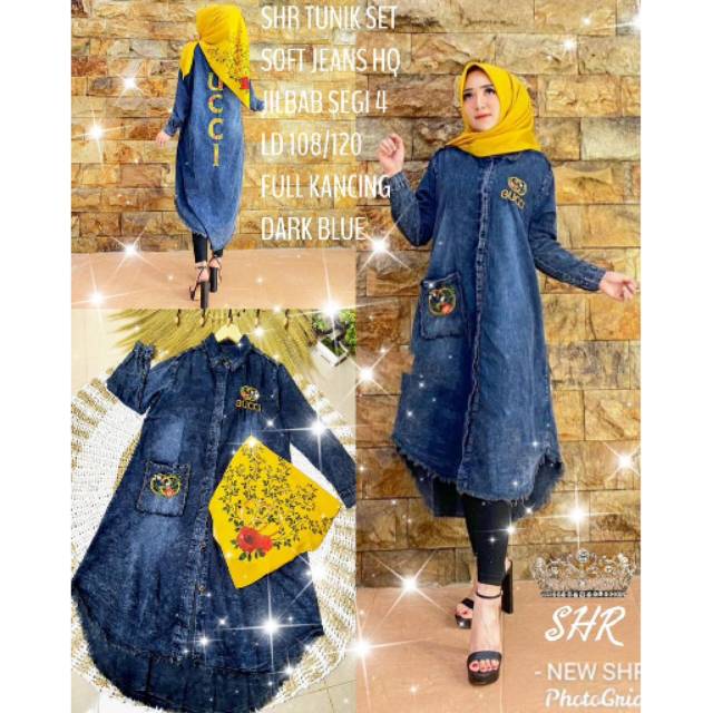 Tunik ORI SHR jeans set jilbab