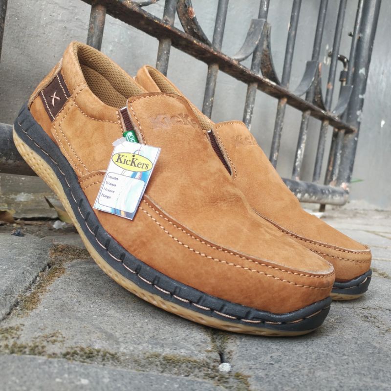 Kickers Sepatu Casual Kasual Santai Pria Bahan Kulit Asli Slip On Kode KC.53