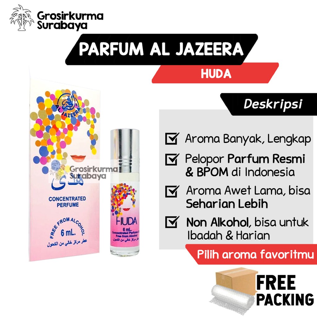 Parfum PERMEN KARET Al Jazeera HUDA Non Alkohol Aroma Bubble Bubel Gum Roll on Minyak Wangi 6ml Roll