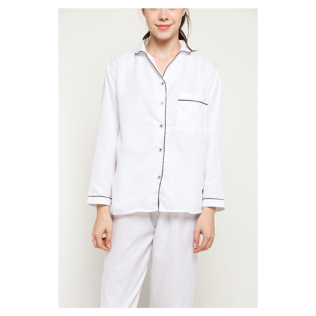 FortKlass Piyama Satin Embos Sleepwear Stelan Baju Tidur Lengan Panjang Celana Panjang-4