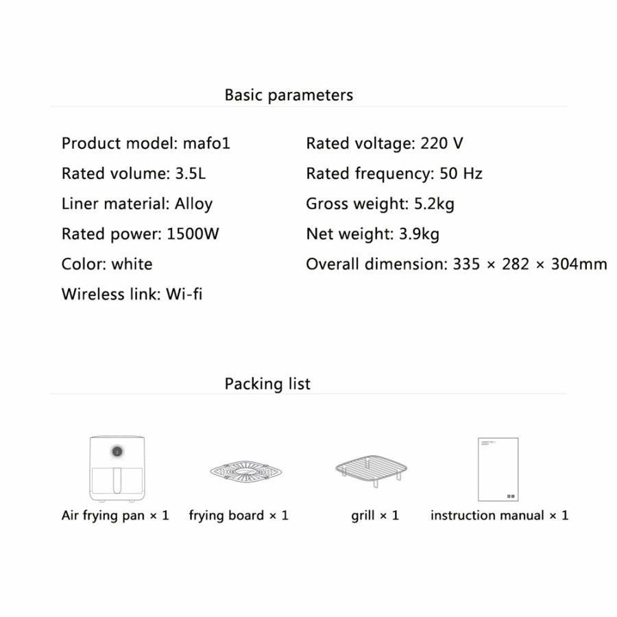 Smart Air Fryer 3,5L - Global Version - Penggoreng Tanpa Minyak