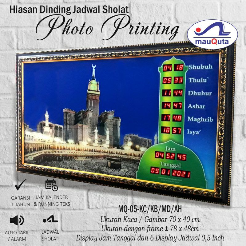 mauQuta MQ-05-KC Jam Digital Jadwal Sholat Adzan Auto Tartil