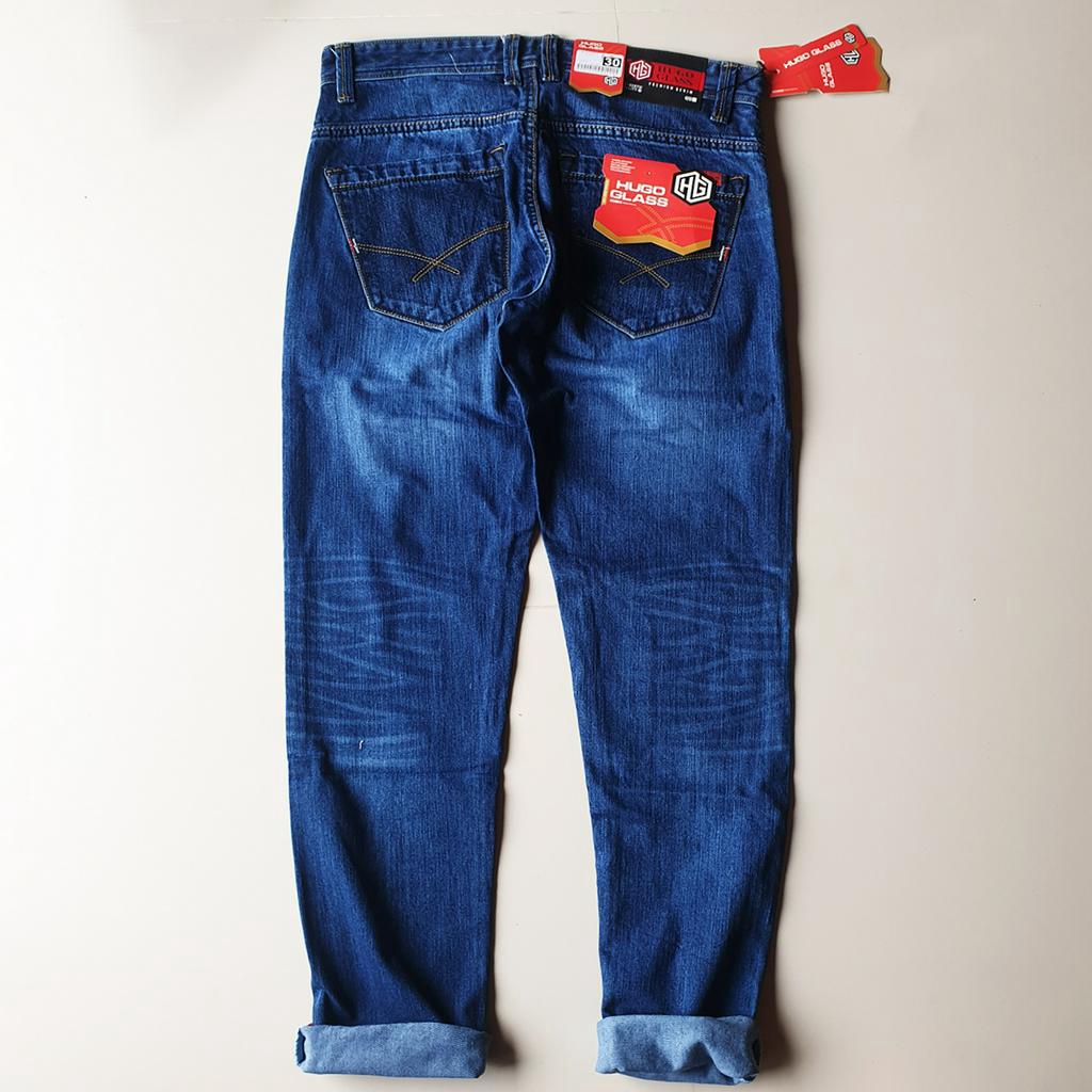 HUGO GLASS - Celana panjang original premium denim reguler fit terbaru bio wash non streach origa denim