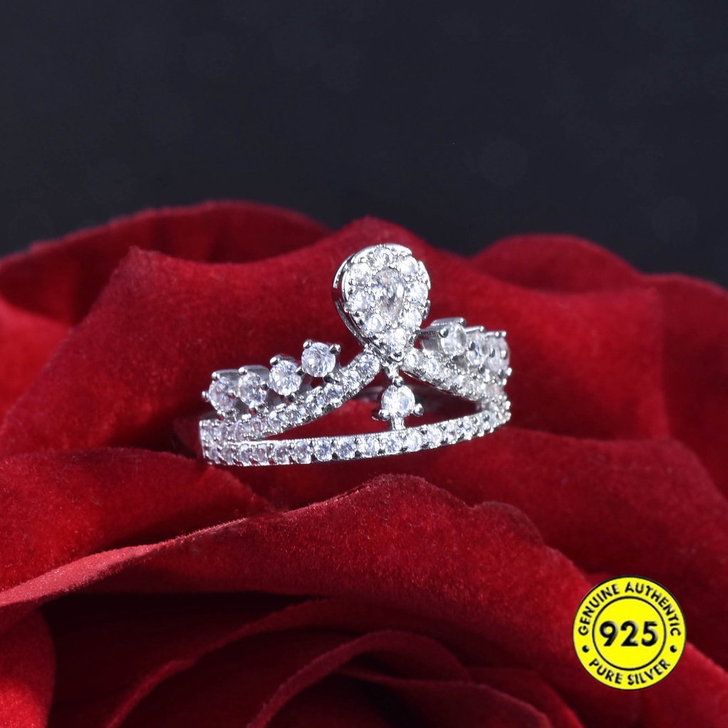 Cincin Bentuk Mahkota Aksen Berlian Penuh Gaya Eropa Dan Amerika Untuk Wanita