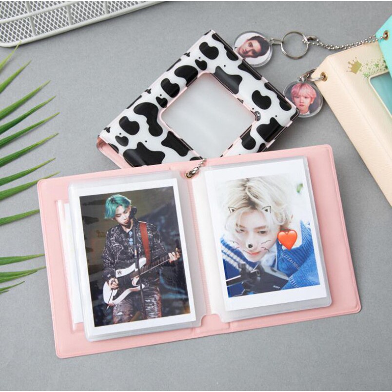 3 inch Photo Album 32 Pockets Cute Cow Card Holder for KPOP LOMO Card Photocards Collection