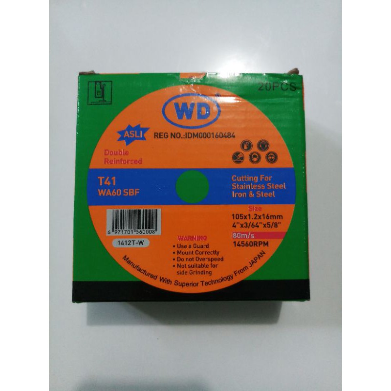 Batu Potong Besi Mata Gerinda Gurinda WD 4inch 4&quot; 4in 1.2MM