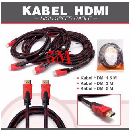 ITSTORE KABEL HDMI 1.5M 3M 5M 10M 15M 20M SERAT JARING HDMI TO HDMI 1.5 meter 1080P V1.4 3D HQ