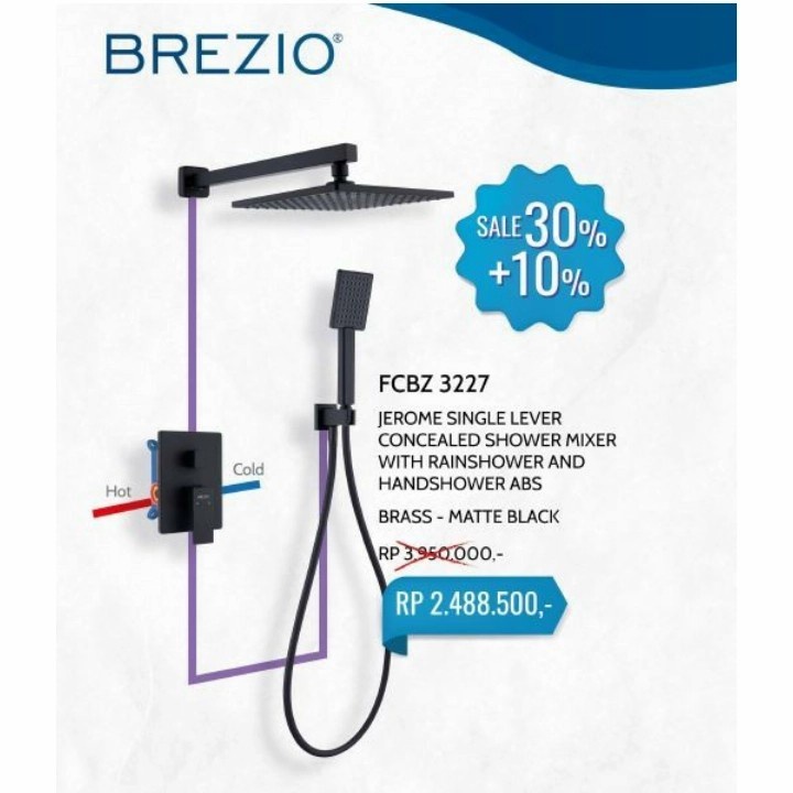 BREZIO FCBZ 3227 HITAM KERAN TANAM SHOWER MIXER BLACK SET HANDSHOWER