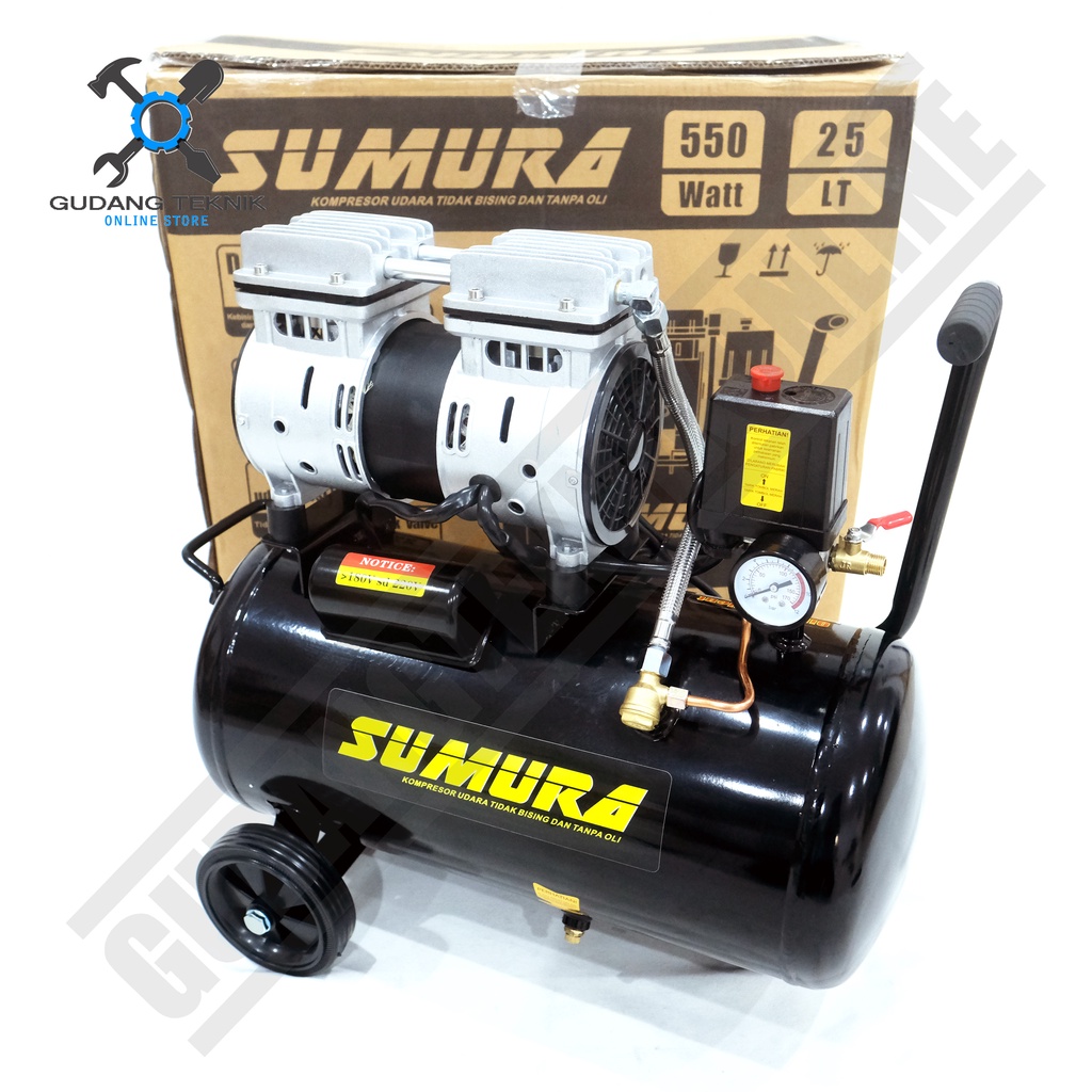 Kompresor Angin Tanpa Oli SUMURA OFS 550-25 25Liter / Portable Air Compressor Oilless SUMURA OFS550-25 3/4Hp 25L