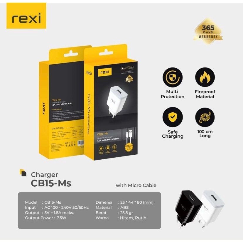 CHARGER REXI MICRO 1.5A 7,5W CB15-MS