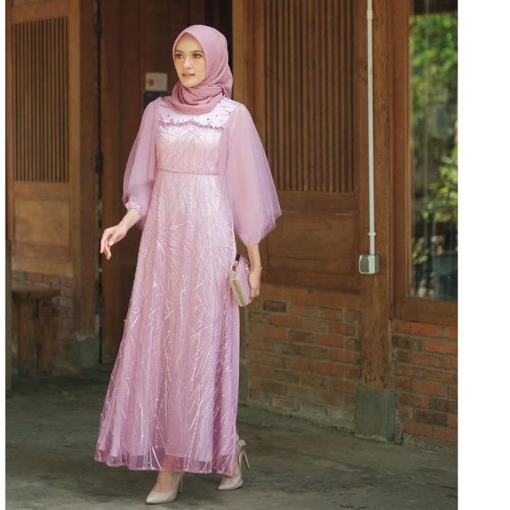 TERMURAH LUNA DRESS BROKAT KOMBINASI / FASHION MUSLIM WANITA / GAMIS BROKAT TERBARU