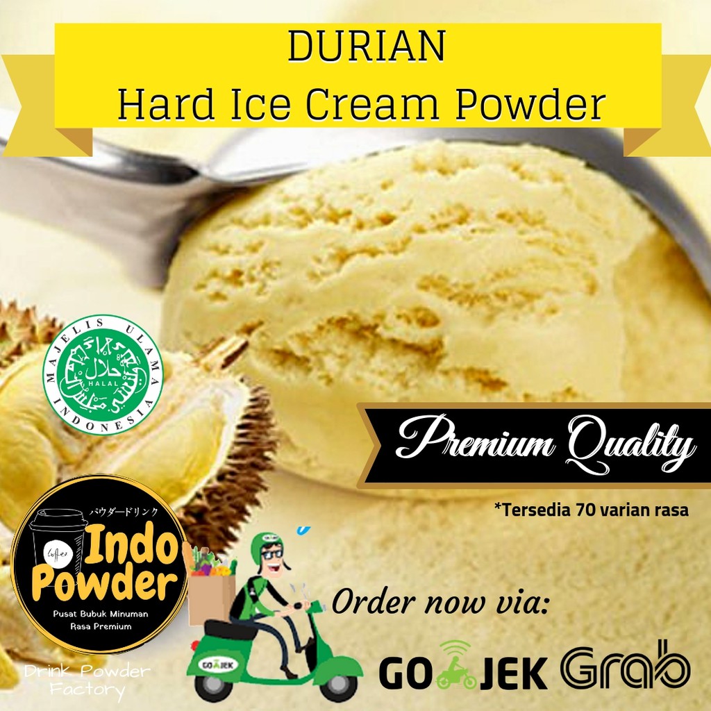 Durian HARD ICE CREAM Powder 1Kg - Bubuk Ice Cream Durian 1Kg - Bubuk Es Krim