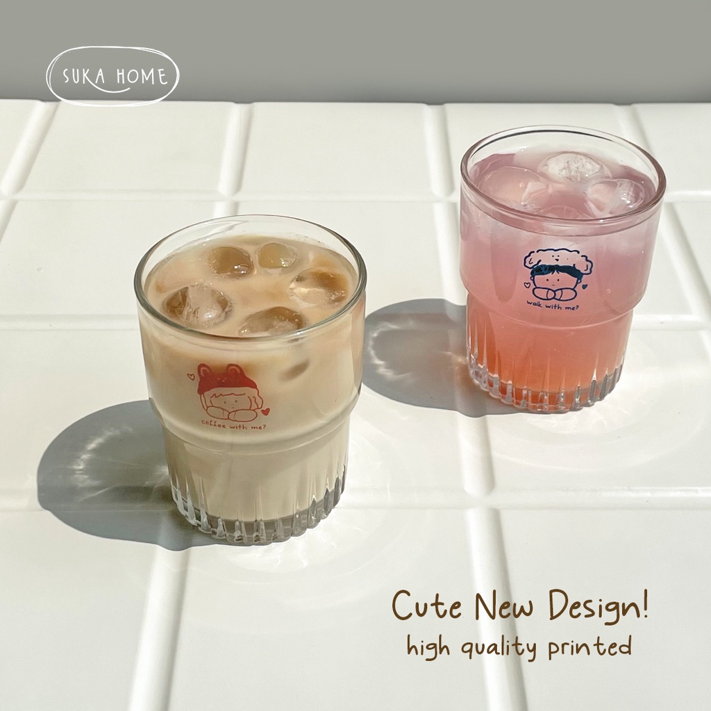 Gelas Kaca Transparan Estetik | Glass Cafe Korea | Mug Gelas Couple | Mug Couple | Gelas Lucu Gelas Aesthetic Gelas Teh Gelas Kopi Mug Korea Transparan by Suka Home |  Gelas Cafe Korea | Gelas Teh Susu Kopi