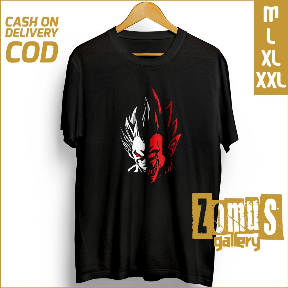 Kaos Hitam Pria Distro - T Shirt Pria Cowok Premium ZOMU054 Anime Vegeta Ape 100% Cotton Combed 30s 