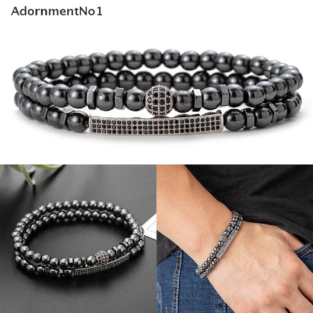 (AdornmentNo1) Gelang Kesehatan Manik Hematite Magnetik Untuk Pria