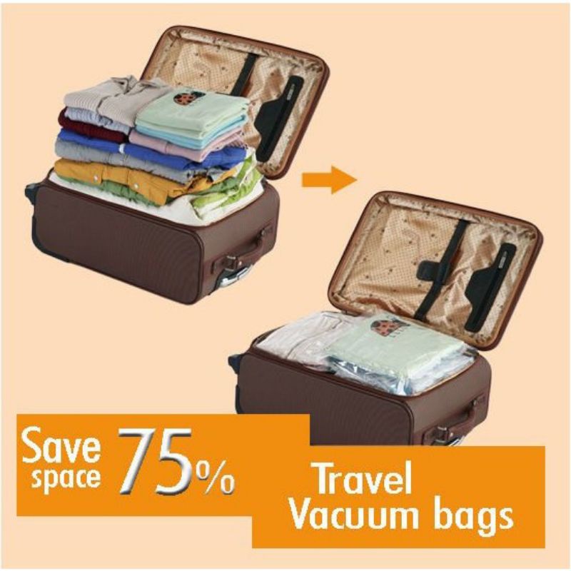 Mall Tas Travel Organizer Plastik Vakum Kompresi 1 PCS - VB-70 - Transparent