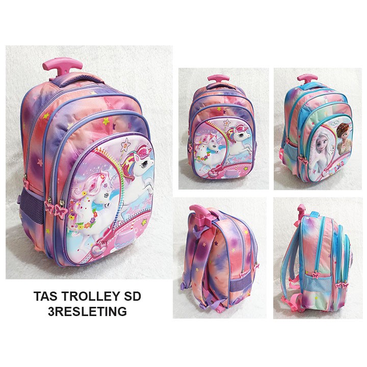 PROMO TERBAIK TROLLEY DORONG TAS ANAK SEKOLAH SD PEREMPUAN KUDA PONY PUTRI SALJU RAINBOW LILY 3RES IMPORT