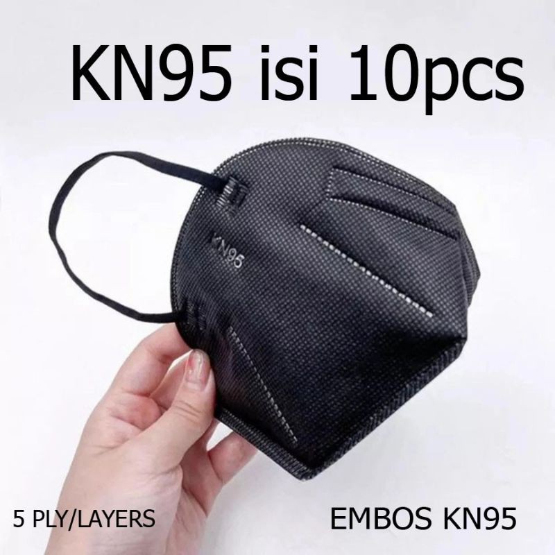 Masker KN95 HITAM / Masker KN 95 Hitam earloop /  KN95 Hitam EARLOOP 5ply / farashop