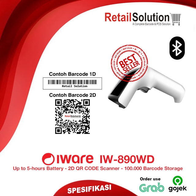 Barcode Scanner 2D Wireless Bluetooth Iware IW-890WD / IW890 / IW-890