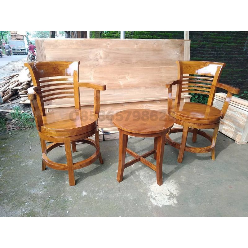 kursi teras putar kayu jati perhutani  / kursi teras kayu jati / kursi putar kayu jati