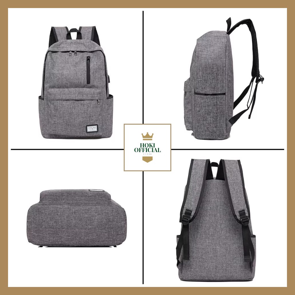 [COD] Tas Ransel Pria Wanita Kapasitas Besar Tas Warna Polos Muat Laptop Up To 16 Inch Backpack Multifungsi HokiOfficial