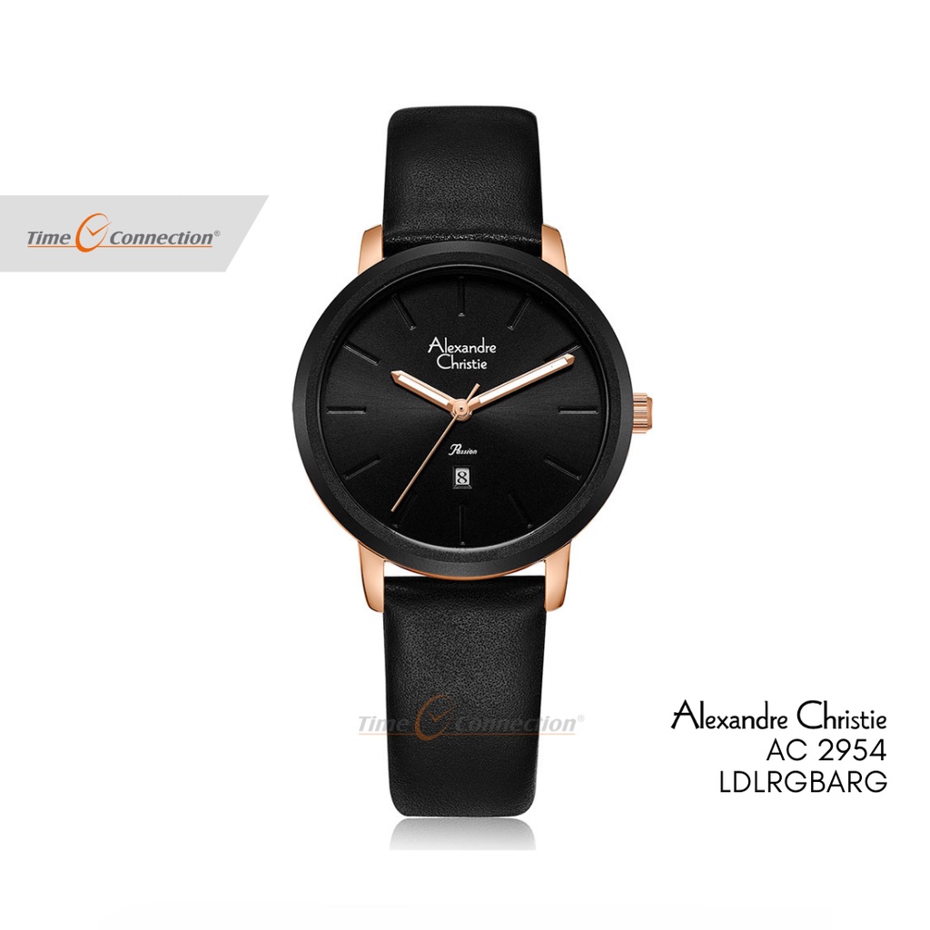 Alexandre Christie AC 2954 LD RGBARG Hitam Rosegold Original / Jam Tangan Wanita Analog Kulit / Blac