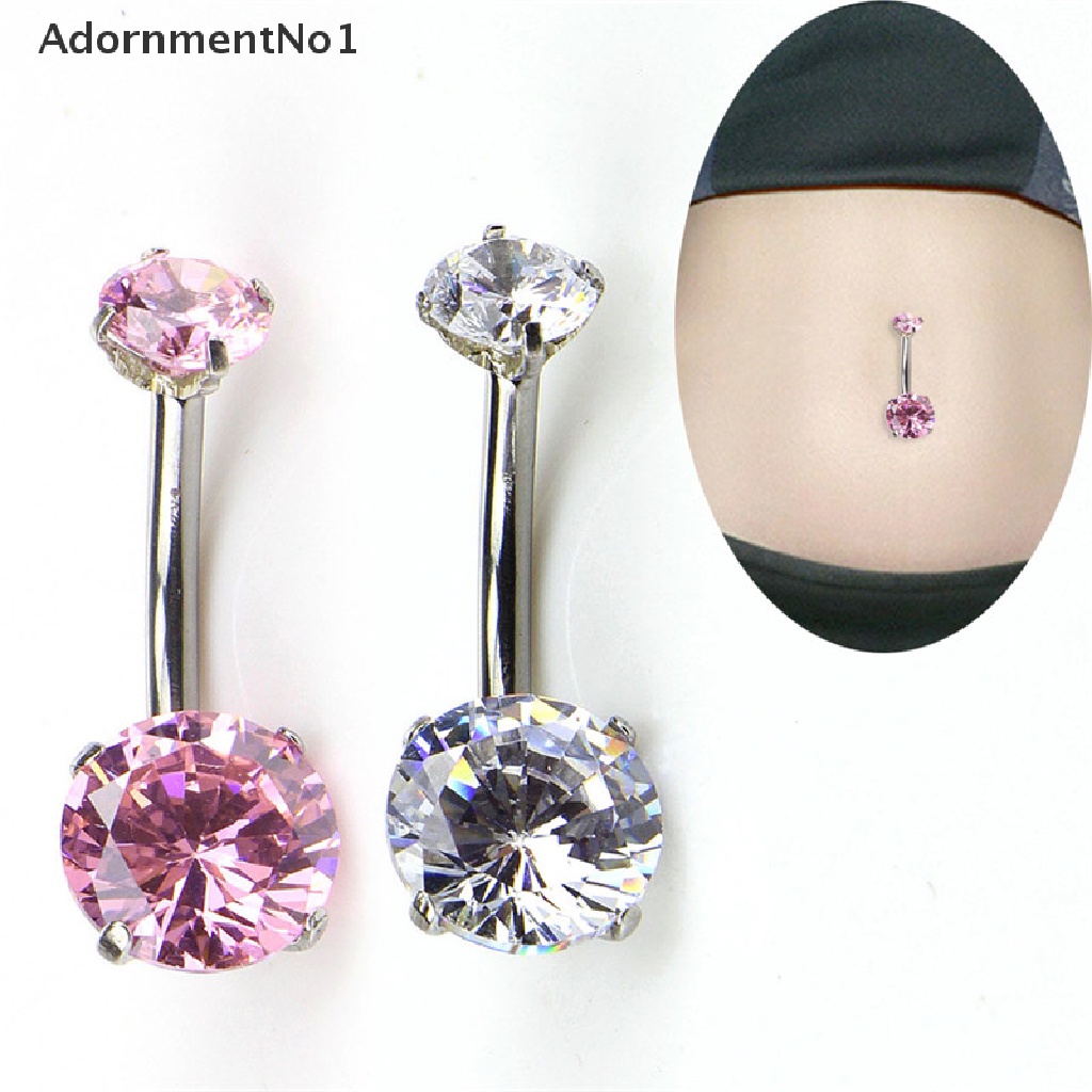 (AdornmentNo1) Cincin Tindik Pusar Bahan Surgical Steel Hias Kristal Untuk Wanita