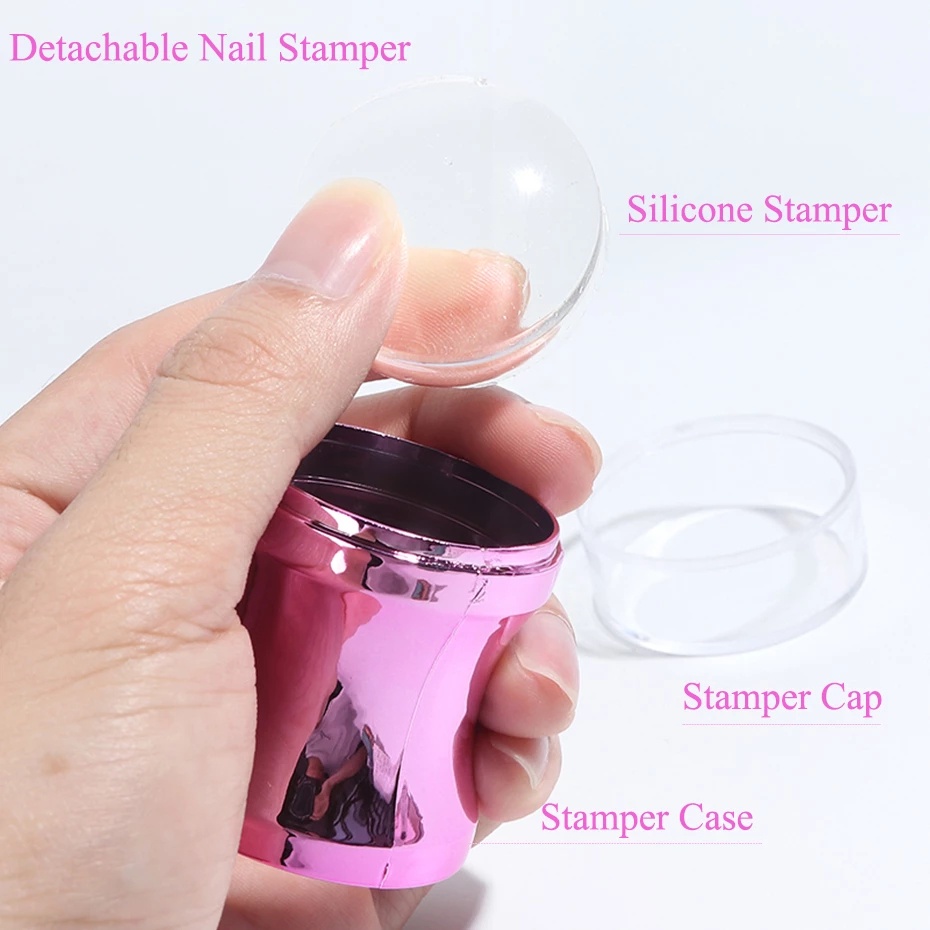 Alat Kuku Stempel Silikon Transfer Besar Ungu Warna Rosegold Template Kuku Stempel Transfer Khusus