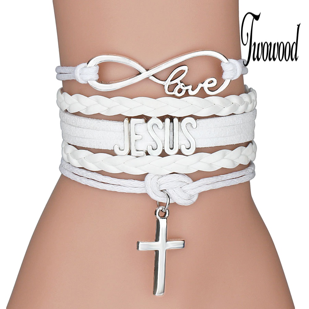 Gelang Tali Multilayer Desain Infinity Love JESUS Cross Untuk Unisex