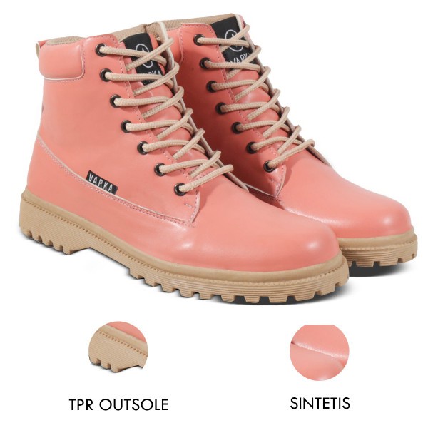 Sepatu Boots Wanita V 5278 Brand Varka Sepatu Sneaker Kets Wanita Trendi Berkualitas Warna Peach