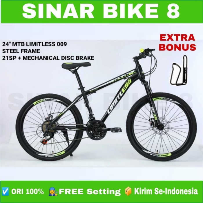 Sepeda Gunung MTB LIMITLESS 009 Ukuran 24 Inch 3x7 Speed Rem Cakram