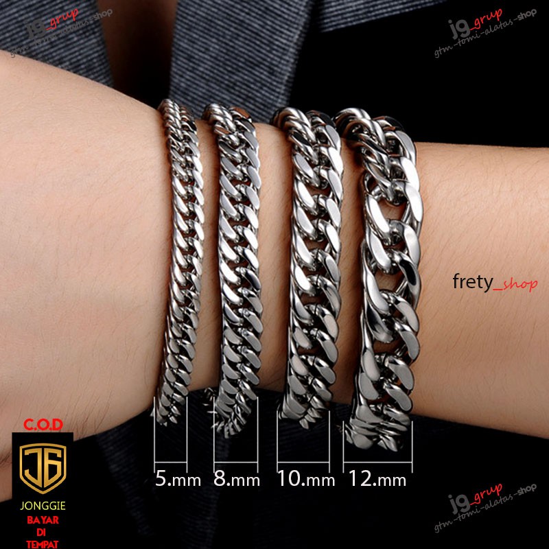 COD!! PROMO gelang pria gelang stenles import anti karat gelang baja pria gelang rantai pria titanium