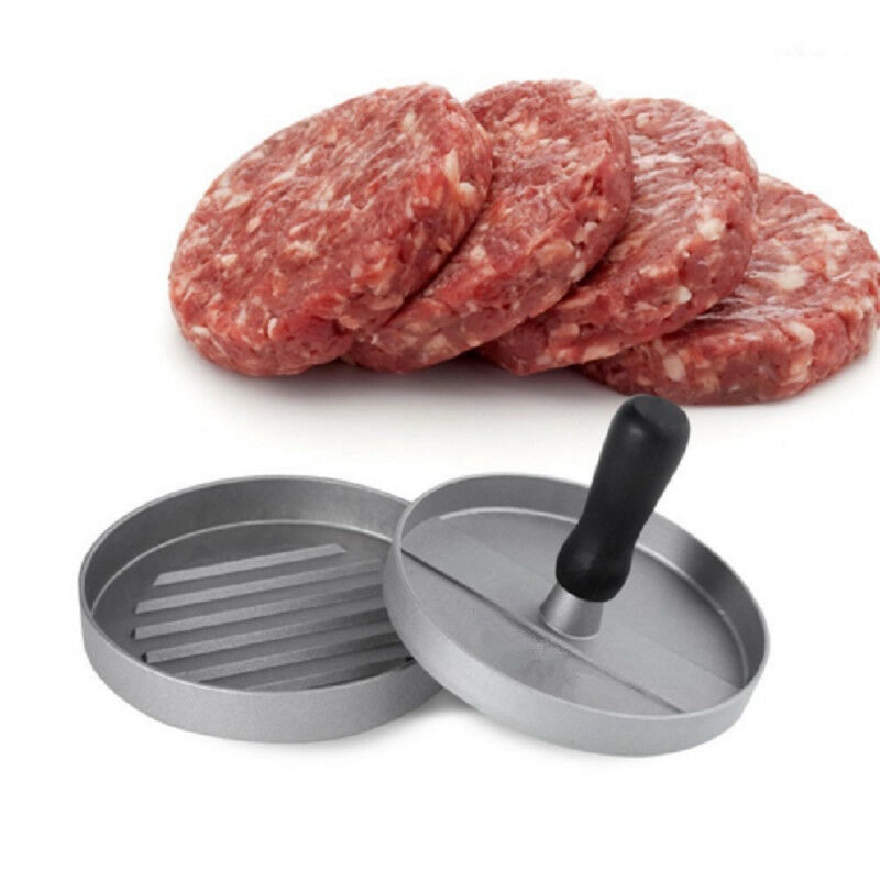 Cetakan Press Daging Aluminium Anti Lengket Bentuk Bulat BBQ Beef Hamburger Meat Presser Patty Maker Mould Alat Dapur