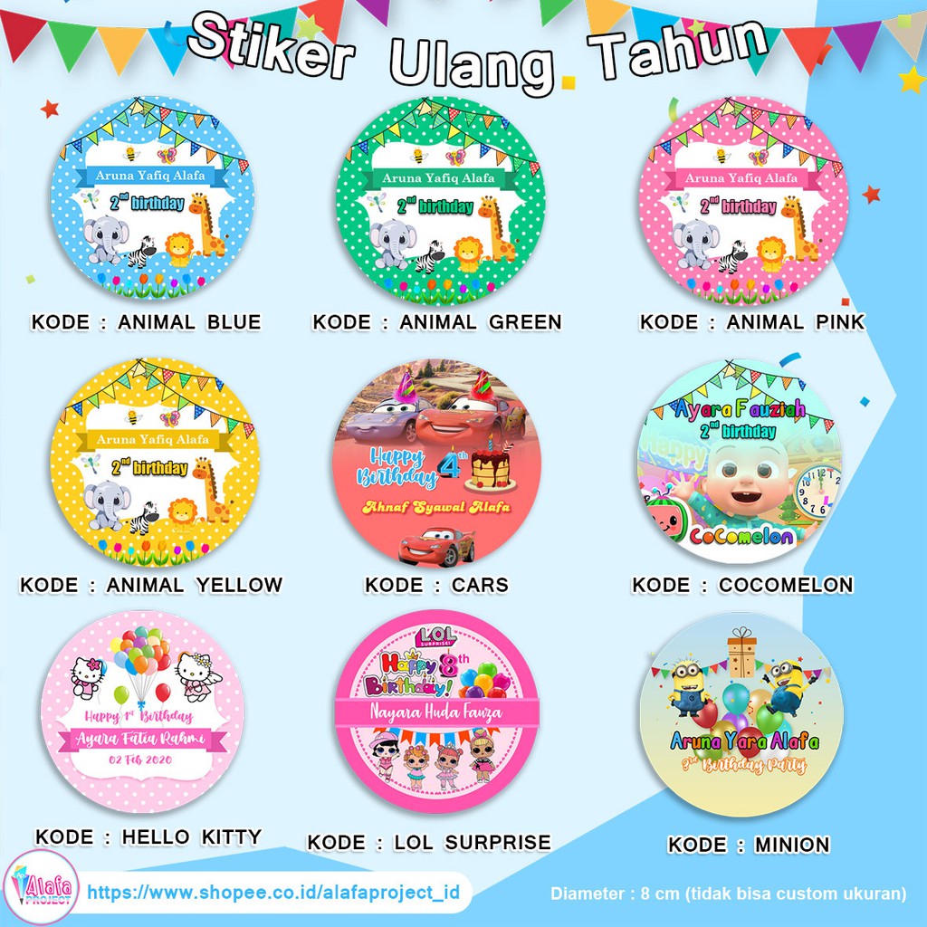 alafaproject - Birthday Card Stiker Ulang Tahun Stiker Aqiqah Anak Label Stiker Ulang Tahun