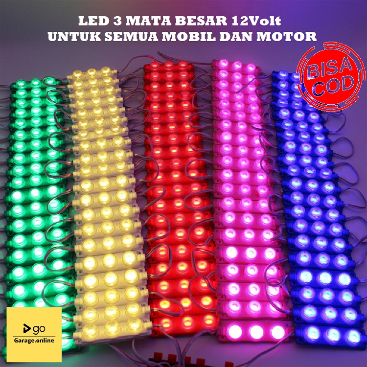 LED 3 MATA BESAR 12Volt 3 Watt Modul LAMPU LED UNTUK MOBIL MOTOR Termurah