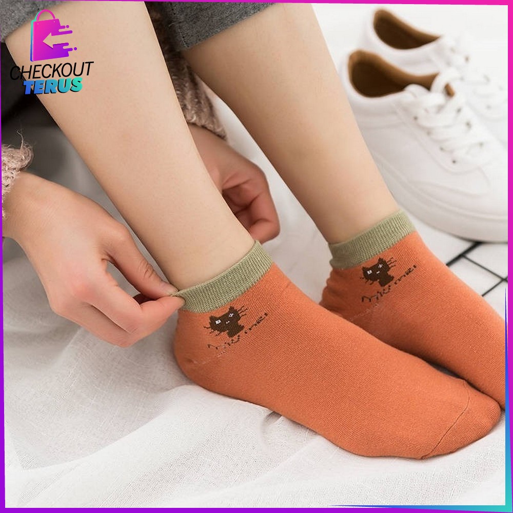 CT P119 Kaos Kaki Wanita Motif Kucing Kaos Kaki Semata Kaki Cat Ankle Socks Kaos Kaki Lucu Wanita Fashion Korea Style Kaos Kaki Wanita Dewasa Kaos Kaki Motif Lucu