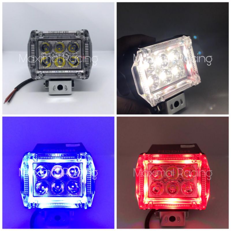 Lampu Led Motor Lampu Sorot Lampu Tembak CWL 6 Mata Led Senja Flash Blue + Led