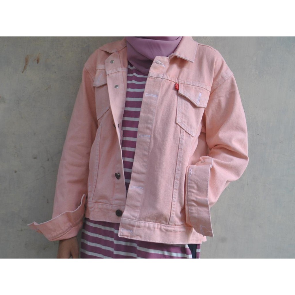 jaket denim pink
