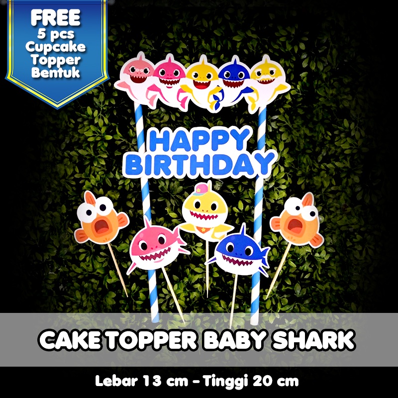 Cake Topper Baby Shark / Hiasan Kue Tart Baby Shark