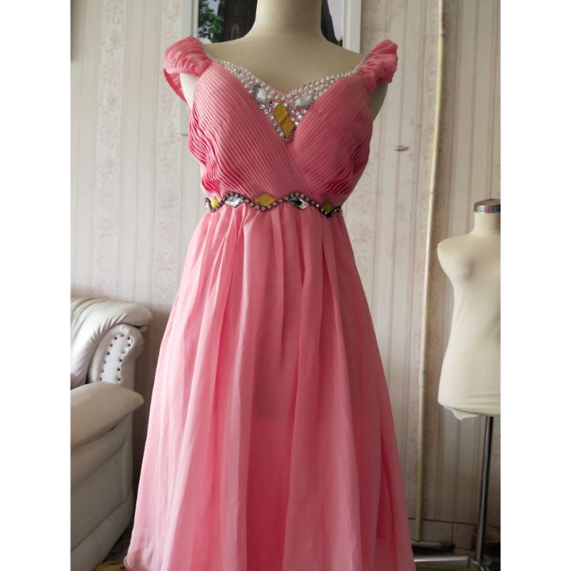 Mini dress salem / gaun pesta peach / gaun pesta preloved