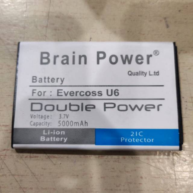 Double Power Battery Batere Batre Baterai Brain Power Evercoss U6 Xtream 1 PLUS