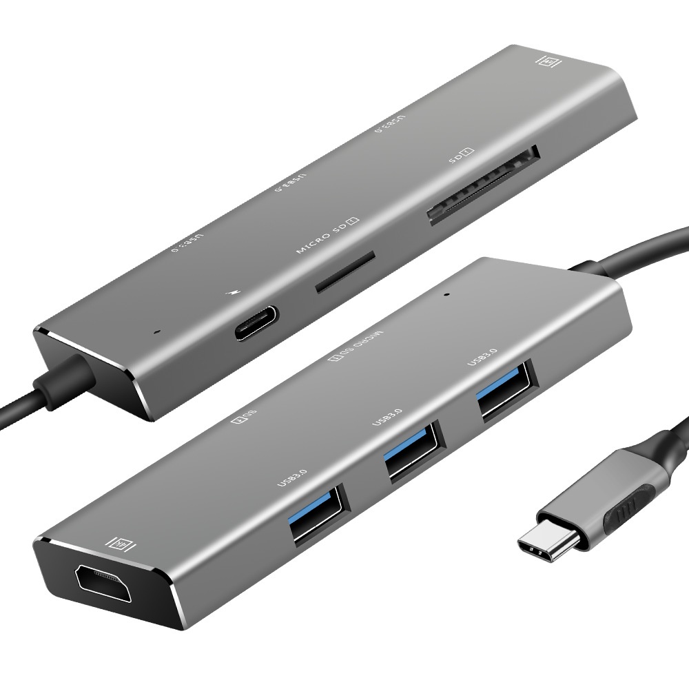 Robotsky USB Type C Hub USB 3.0 + HDMI + TF/SD Card Reader - YC740 - Dark Gray