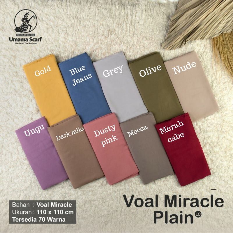 HIJAB SEGIEMPAT VOAL MIRACLE PLAIN UMAMA JILBAB DAILY KERUDUNG SEHARI HARI KANTORAN