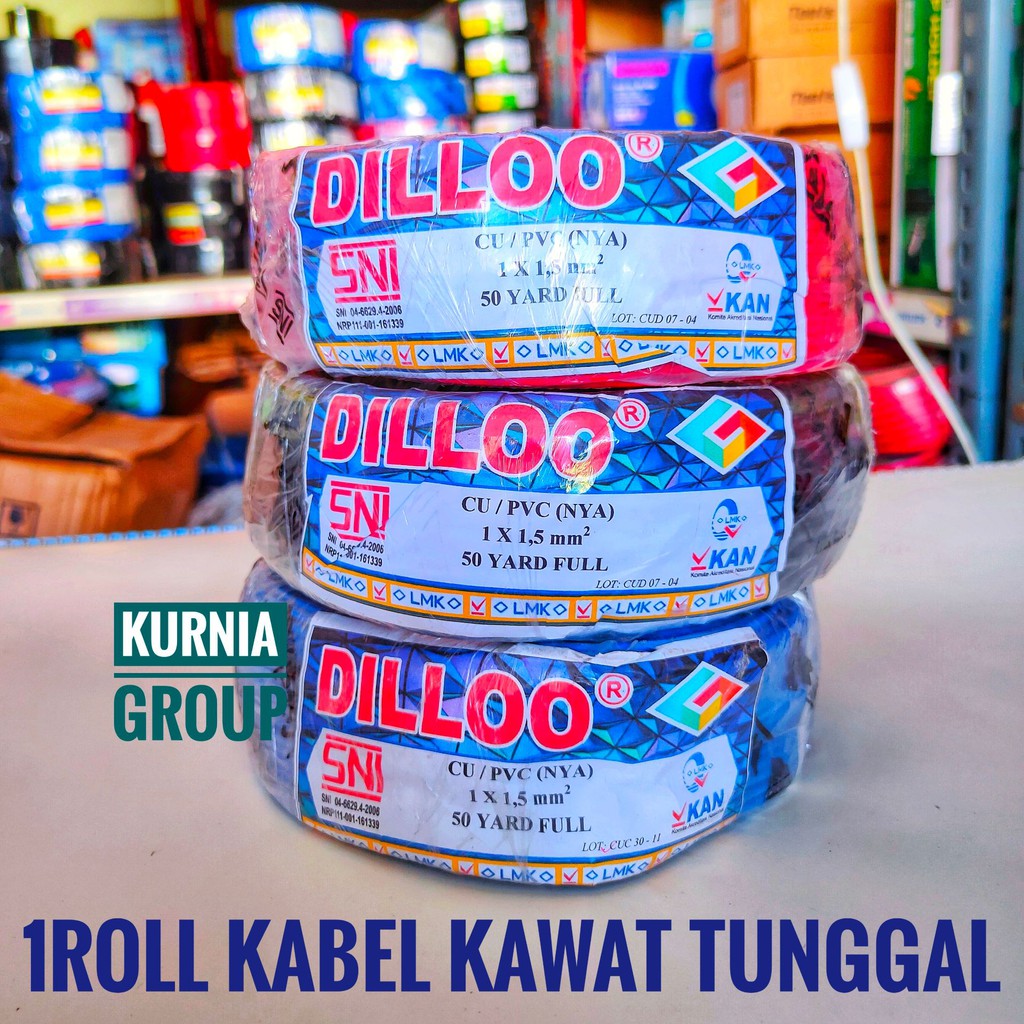 Kabel NYA 1.5mm 50Y SNI Full Tembaga Murni Kawat Tunggal Kbl Pemasangan Instalasi Listrik PLN Rumah Cable Engkel Per Roll 50 Yard isi Panjang 45m Sudah SNI LMK